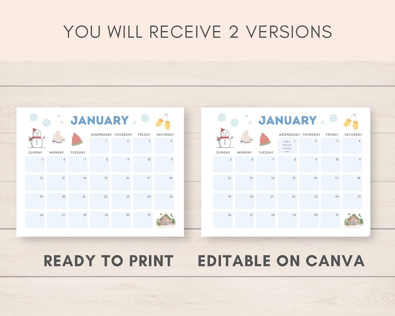 2024-2025 Calendar Printable, Printable Calendar, Editable Calendar, 2024 Calendar, 2025 Calendar, 2024 2025 Planner, Monthly Calendar, PDF