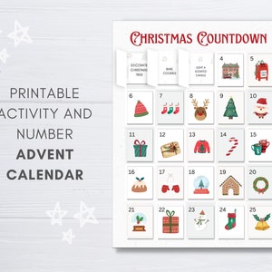 Printable Advent Calendar Christmas Countdown Advent Kids - Etsy