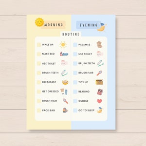 Bedtime Routine Chart, Editable Routine Chart, Daily Routine, Kids Morning Routine, Daily Planner Kids, School Routine, Kids Daily schedules