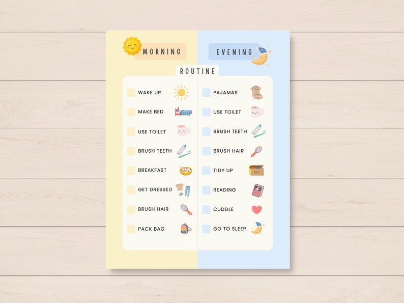 Bedtime Routine Chart, Editable Routine Chart, Daily Routine, Kids Morning Routine, Daily Planner Kids, School Routine, Kids Daily schedules