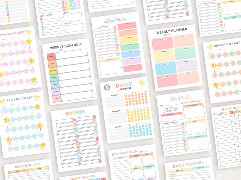 Encourage responsibility with this fun Chore Chart Bundle for Kids! This printable set is perfect for families who want to establish daily routines and teach kids discipline.