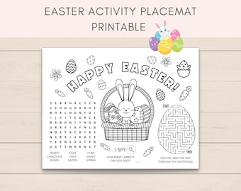 Easter Activity Placemat, Easter Games, Printable Easter, Printable Placemat, Easter Coloring, Easter Homeschool, Classroom Activity