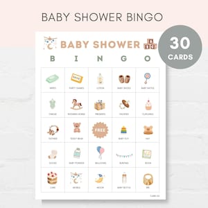 Bingo para baby shower, juegos para baby shower, actividades para baby shower, imprimibles para baby shower, tarjetas de bingo para bebés, juego de bingo para baby shower imprimible