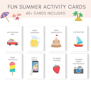 Tarjetas de actividades de verano, actividades de verano, lista de actividades de verano, tarjetas divertidas de verano, actividades familiares divertidas, vacaciones de verano, lista de actividades de verano