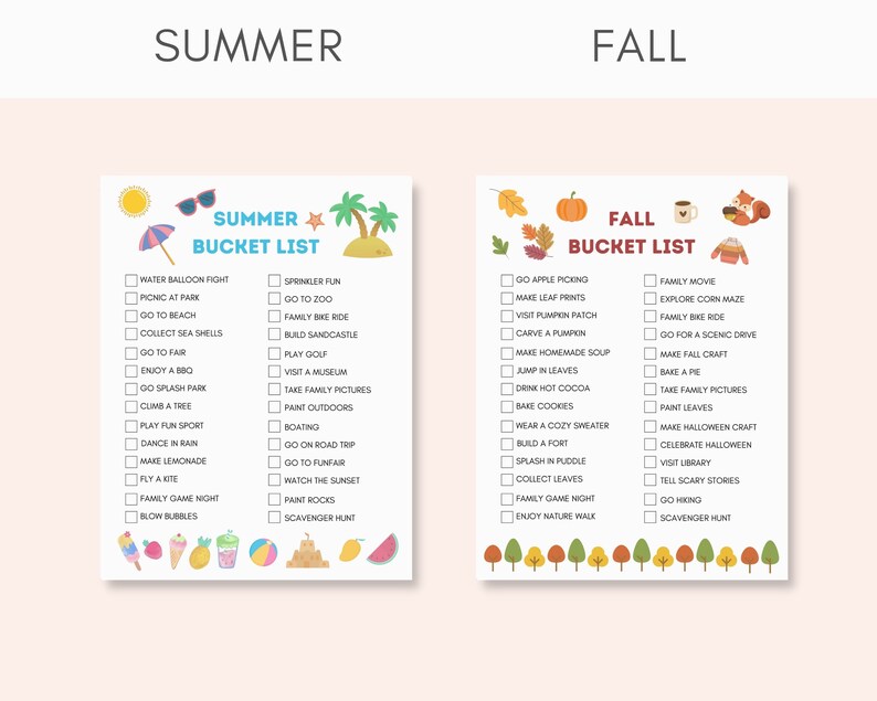 Make every season magical for your kids with this ultimate Bucket list Bundle! This digital download includes 7 beautifully designed bucket lists to help kids discover new adventures and make unforgettable memories all year round.