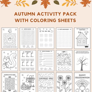 Autumn Activity Pack, Autumn Activities, Autumn Colouring Pages, Autumn activity bundle, Autumn Kids Printable, Printable Activities,