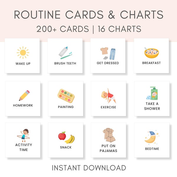 Kids Daily Routine Cards, Routine Chart for Kids, Morning Routine, Bedtime Routine, Kids Daily Schedule, Visual Schedule, Daily Rhythm