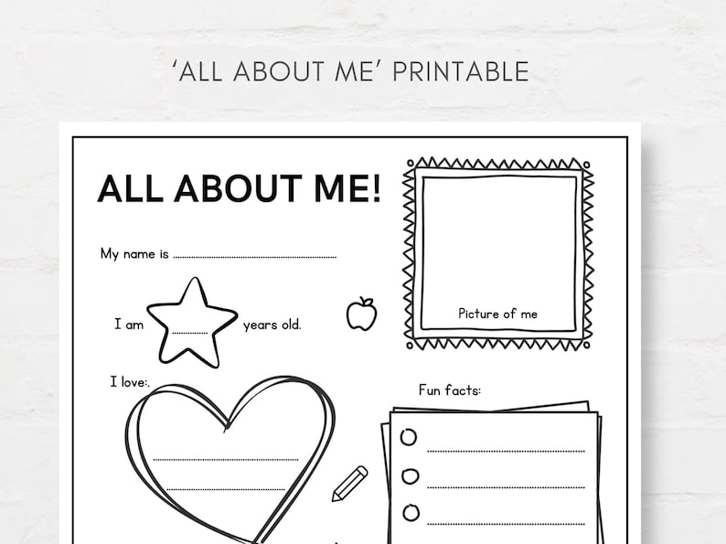 Introduce your child to the world of self-expression with this All About Me printable worksheet! Perfect for classrooms, homeschooling, or fun activities at home.