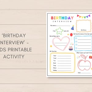 Celebrate your childs special day with this Kids Birthday Interview Printable! This fun and engaging keepsake is the perfect way to capture your little ones favorites, and milestones on their birthday.