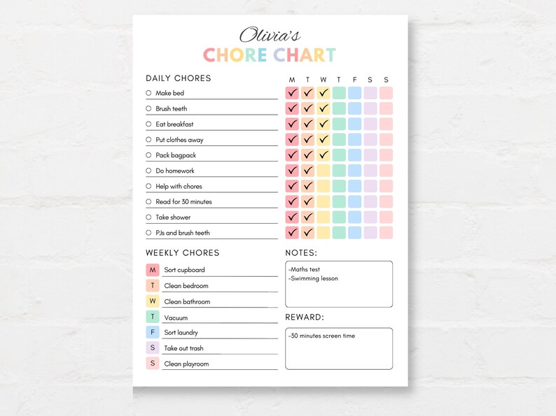 Introduce structure and responsibility with this Kids Chore Chart Printable! This comprehensive chart is designed to make chores and routines fun for children.