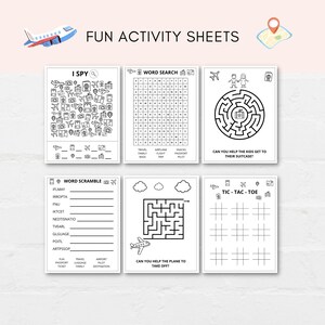 Keep kids busy while travelling with this Airplane Activities Printable Pack. This comprehensive pack is filled with fun games and coloring sheets designed to keep little ones entertained during long trips and flights.