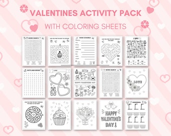 Valentines Activity Printable, Valentines Party Games, Valentines Coloring, Kids Valentines Day, Valentines Activity Pack, I Spy Printable