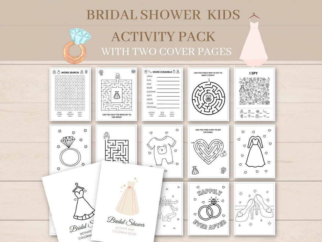 Bridal Shower Kids Activity, Kids Activity Printable, Bridal Shower
