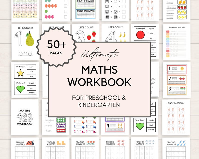 Boost your child’s math skills with this Kindergarten Number Workbook! This printable set includes a variety of number worksheets for kids, designed to make learning fun and interactive.