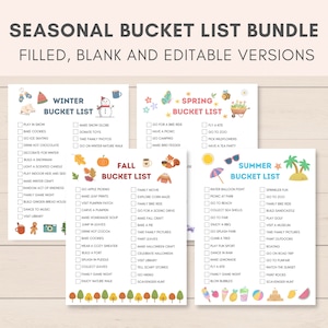BUCKETLIST BUNDLE, Seasonal Bucket list, Fall Bucket list, Summer Bucket list, Winter Bucket list, Spring Bucket list, Bucket list for Kids