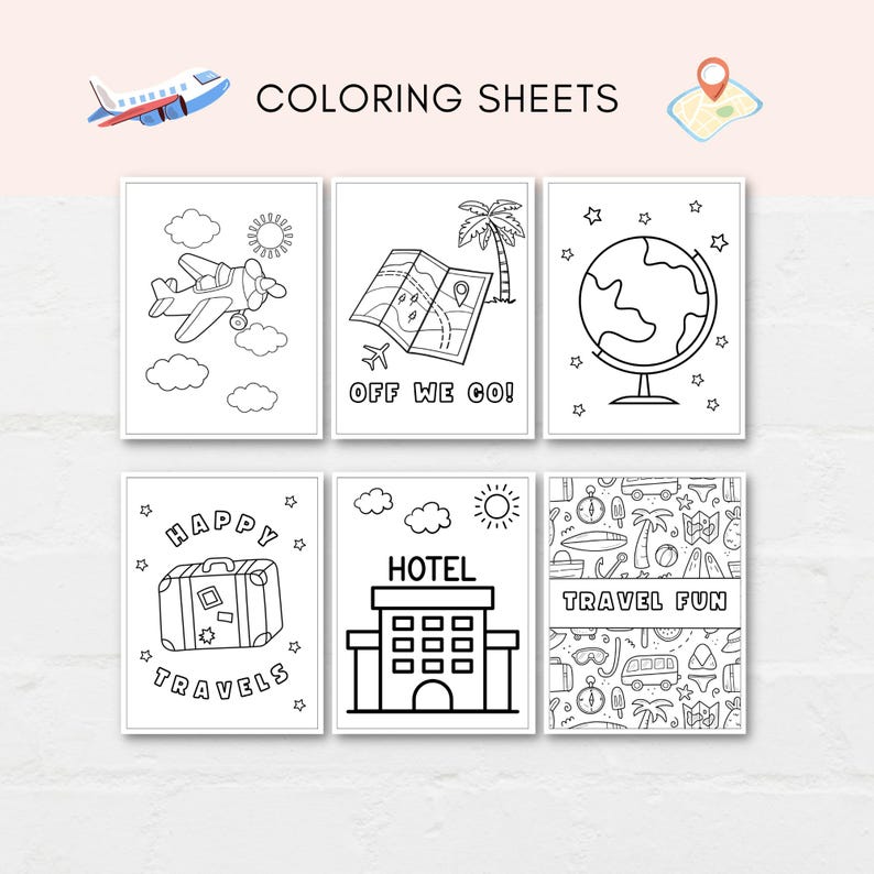 Keep kids busy while travelling with this Airplane Activities Printable Pack. This comprehensive pack is filled with fun games and coloring sheets designed to keep little ones entertained during long trips and flights.