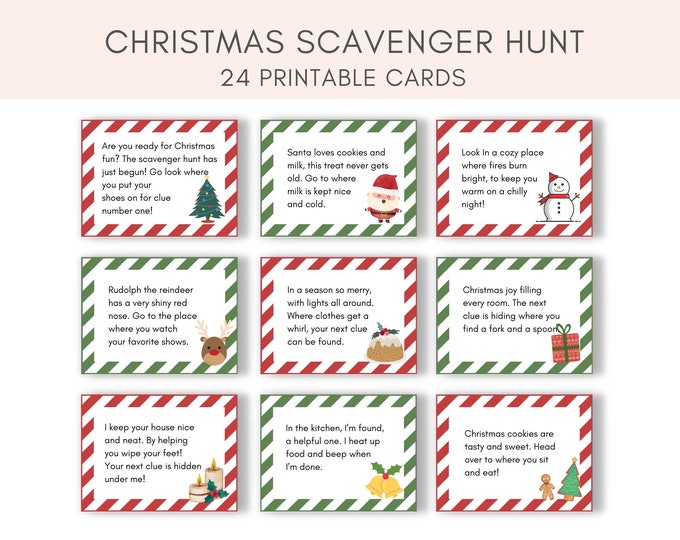 Christmas Scavenger Hunt Printable - Christmas Treasure Hunt - Kids ...