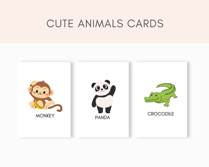 Animal Flashcards, Printable Flashcards, Preschool Flashcards, Toddler Flashcards, Baby Flashcards, Animal Cards Set, Flashcards PDF image 4