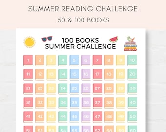 Reto de lectura de verano, Reto de lectura para niños, Registro de lectura, Rastreador de lectura, Actividades de lectura para niños, Rastreador de lectura para niños, Lectura de verano