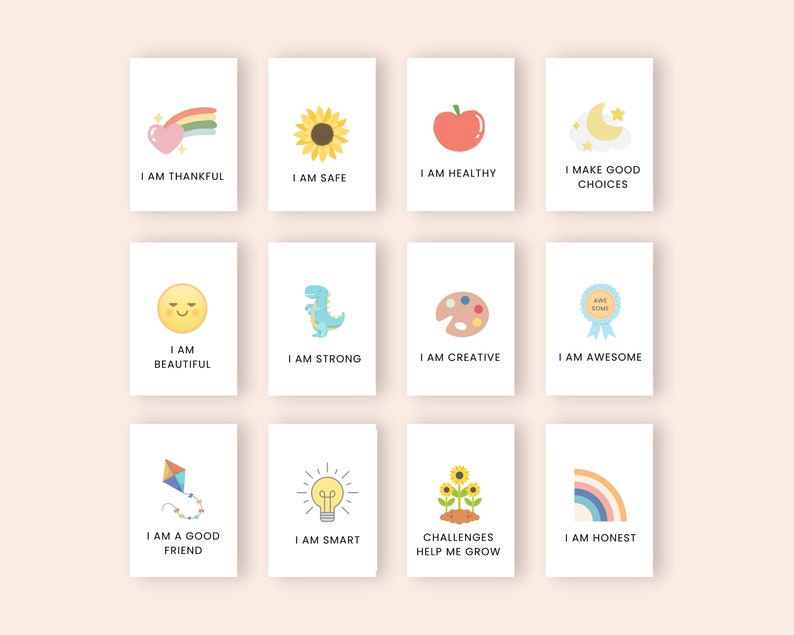 Cartes d'affirmation pour enfants imprimables, cartes d'affirmation positive pour enfants, cartes de motivation, cartes de positivité pour enfants, affirmation quotidienne image 6