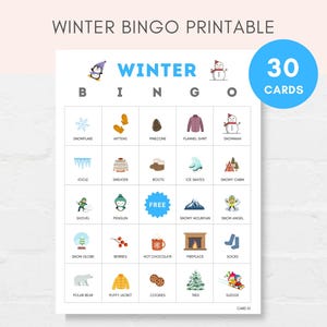 Winter Bingo, Winter Activity, Winter Bingo Printable Game, Winter Activity Bingo for Kids, Holiday Bingo Cards, Winter Themed Bingo Game