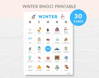 Winter Bingo, Winter Activity, Winter Bingo Printable Game, Winter Activity Bingo for Kids, Holiday Bingo Cards, Winter Themed Bingo Game