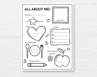 All About Me Poster, All About Me Worksheet, First Day of School, Back to School, Student Survey, Kids All About Me, Student Interview
