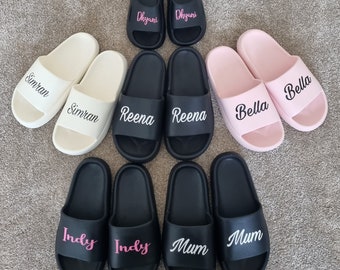 Personalised Sliders Personalised Slippers Holiday Slippers Unisex Personalised Slippers Kids Slippers Adult Slippers Summer Slippers