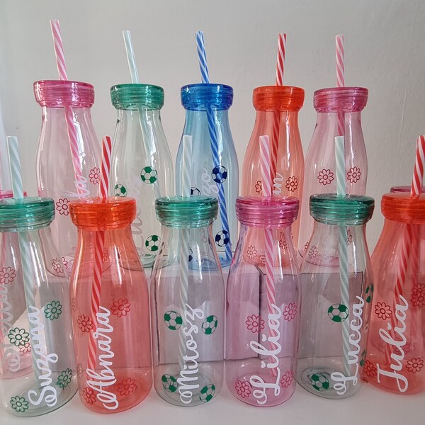 Personalised milk bottles with straw (500ml)