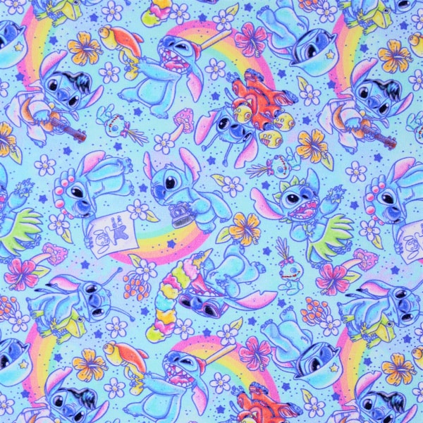 Alien Fun Character Fabric, Cotton Lycra, Disney Stitch High Quality Fabric, Animation Fabric, 9x13 Tumbler Cut