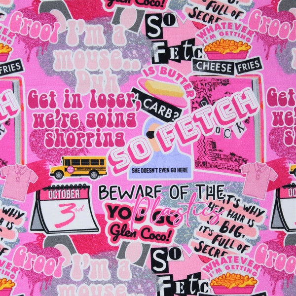 So Fetch Character Fabric, Cotton Lycra, Mean Girls High Quality Fabric, Animation Fabric, 9x13 Tumbler Cut