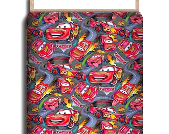 Speedway Character Fabric, Cotton Lycra, Cars, Lightening McQueen, Cartoon High Quality Custom Fabric, Animation Fabric, 9x13 Tumbler Cut