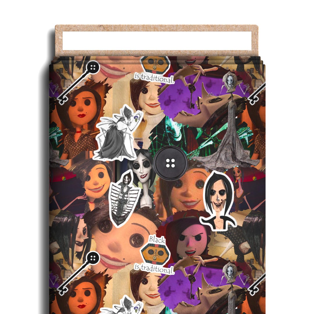 Traditional Buttons Character Fabric, Cotton Lycra, Coraline, Cartoon ...