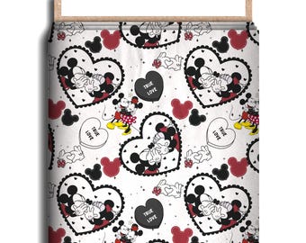 True Love Fabric, Cotton Lycra, Mickey Mouse, Minnie Mouse, Cartoon High Quality Custom Fabric, Animation Fabric, 9x13 Tumbler Cut