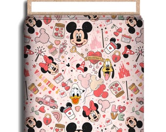 Love Mouse Character Fabric, Cotton Lycra, Mickey, Minnie, Pluto, Cartoon High Quality Fabric, Animation Fabric, 9x13 Tumbler Cut