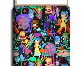 Emotions Character Fabric, Cotton Lycra, Inside Out Cartoon High Quality Custom Fabric, Animation Fabric, 9x13 Tumbler Cut