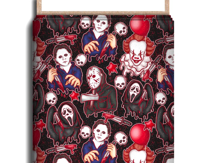 Horror Movie Crew Character Fabric, Cotton Lycra, Horror, Horror Movie ...