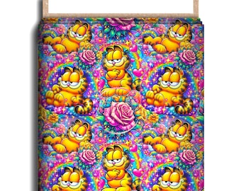 Tela con personajes florales, tela personalizada de algodón y licra, tela de dibujos animados de alta calidad, tela de animación, corte de vaso de 9 x 13