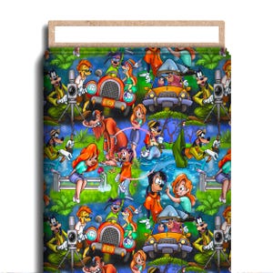 Troop Fabric, Cotton Lycra, Max, Roxanne, Goofy, Cartoon High Quality Custom Fabric, Animation Fabric, 9x13 Tumbler Cut