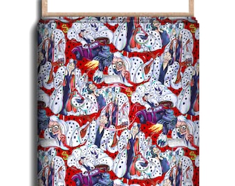 Cruelest Villain Character Fabric, Cotton Lycra, Cruella, Maleficent, High Quality Custom Fabric, 9x13 Tumbler Cut