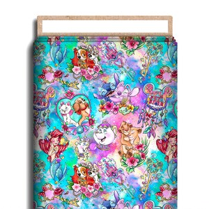 Magical Pairs Character Fabric, Cotton Lycra, Cartoon High Quality Custom Fabric, Animation Fabric, 9x13 Tumbler Cut