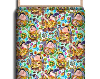Up Scout Character Fabric, Cotton Lycra, Up, Carl, Ellie, Cartoon High Quality Fabric, Animation Fabric, 9x13 Tumbler Cut