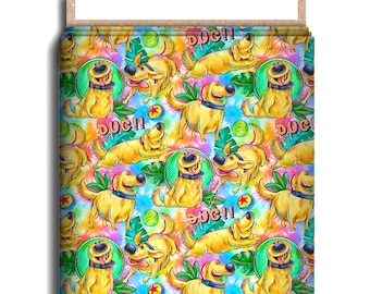 Up Doug Character Fabric, Cotton Lycra, Up, Carl, Ellie, Cartoon High Quality Custom Fabric, Animation Fabric, 9x13 Tumbler Cut