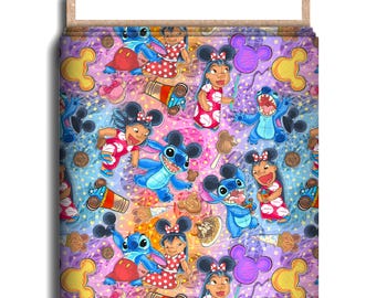 Mouse Treats Character Fabric, Cotton Lycra, Stitch, Cartoon High Quality Custom Fabric, Animation Fabric, 9x13 Tumbler Cut