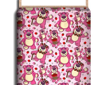 Many Strawberries Character Fabric, Cotton Lycra, Toy Story, Lotso, High Quality Custom Fabric, Animation Fabric, 9x13 Tumbler Cut
