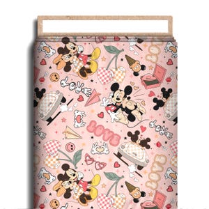 Love Character Fabric, Cotton Lycra, Mickey Mouse, Minnie Mouse, Cartoon High Quality Custom Fabric, Animation Fabric, 9x13 Tumbler Cut