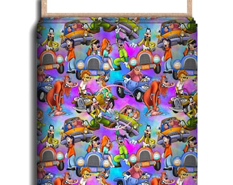 Goof Troop Fabric, Cotton Lycra, Max, Roxanne, Goofy, Cartoon High Quality Custom Fabric, Animation Fabric, 9x13 Tumbler Cut