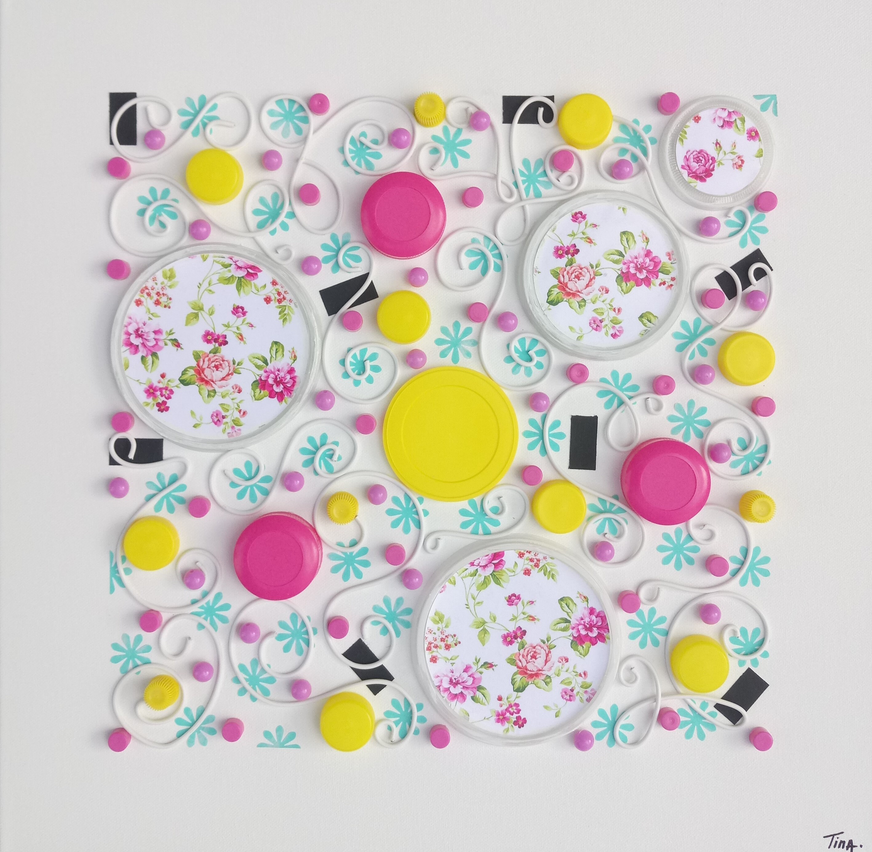 Tableau sur Toile, Art Abstrait, Peinture Acrylique et Collage, Idée Cadeau, Déco Original, Décorati