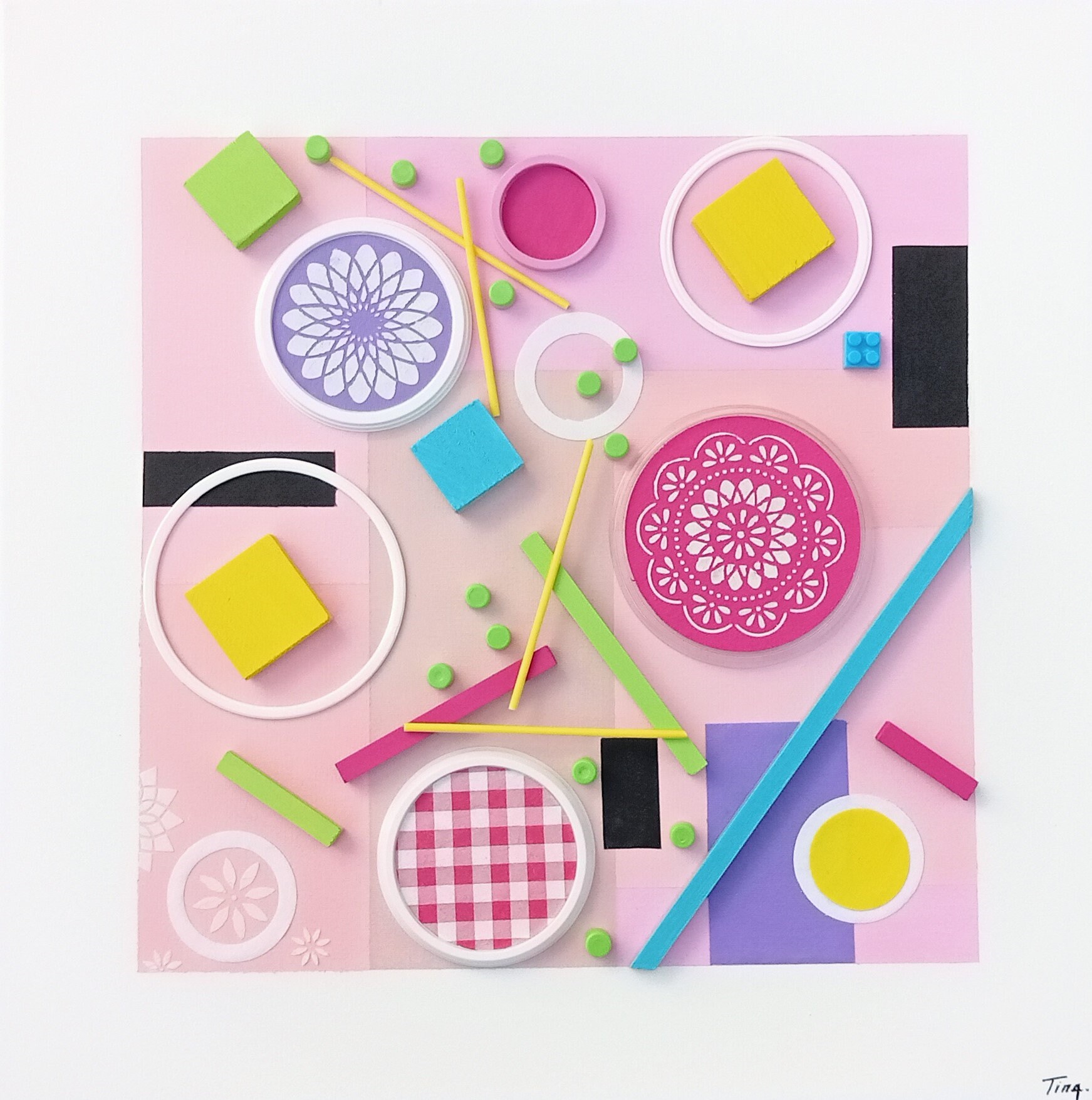 Tableau sur Toile, Art Abstrait , Moderne, Peinture Acrylique et Collage, Idée Décoration