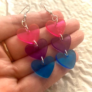 PRIDE- Bisexual Heart Earrings | Pink Purple Blue | Bi Pride |
